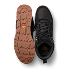 Ridgemont Monty Black Gum high top outdoor shoes showing  top view and bottom lugged outsole