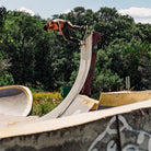 Skateboarder David Gravette in Ridgemont Flint Skate Shoe.  Austin Texas, Backside Disaster on Quaterpipe 