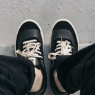 Ridgemont Flint skate shoe in Black Olive showing top view asymmetrical suede toe caps, ollie pads.