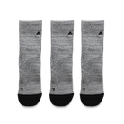 A 3 pack of Ridgemont Staple Quarter Socks Grey with light gray toe and heel accents, displayed on a clean white background.