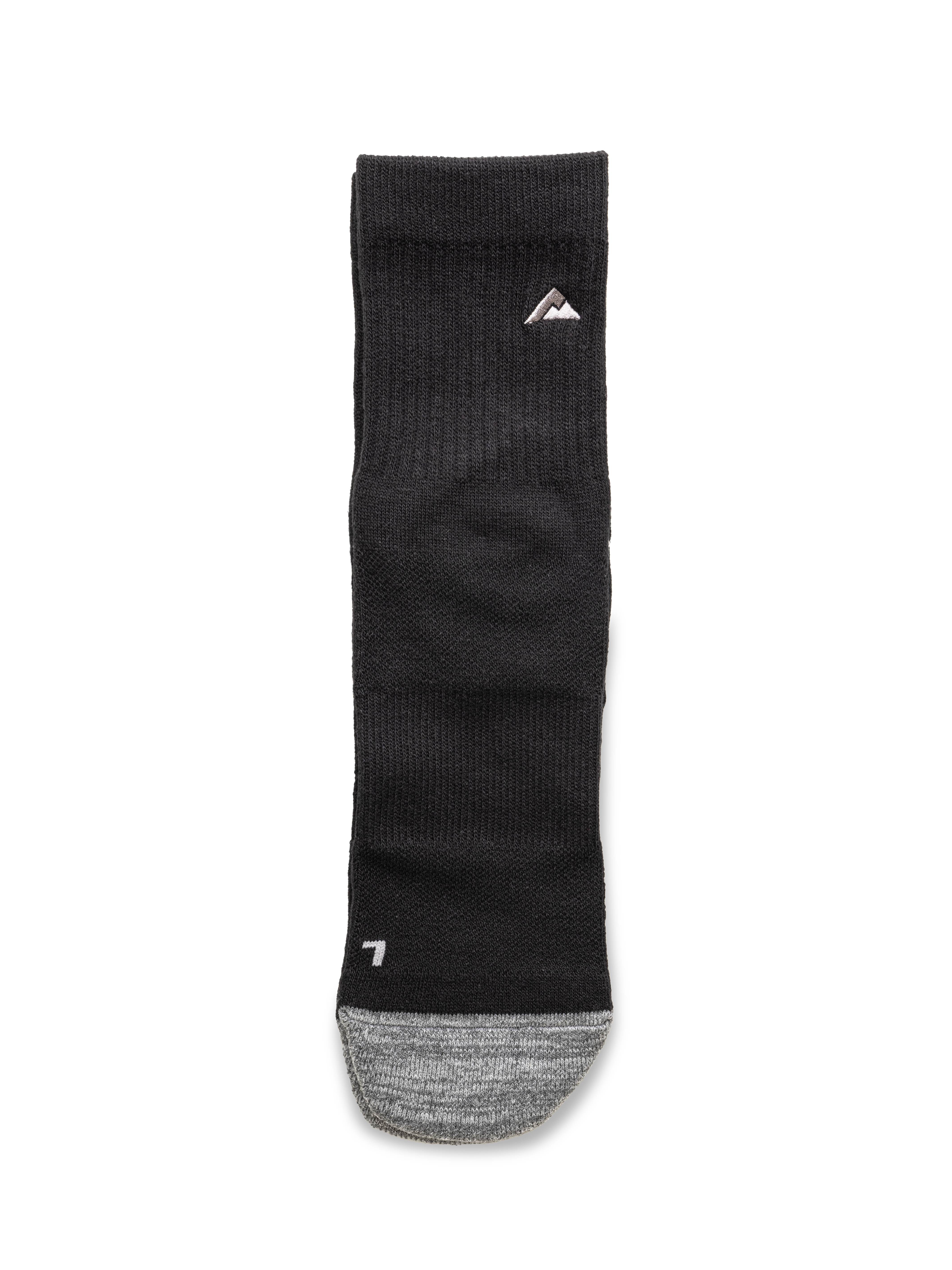 A single Ridgemont Staple Quater Socks Flat with a gray heathered toe cap and small white logo details, shown flat against a solid white background.
