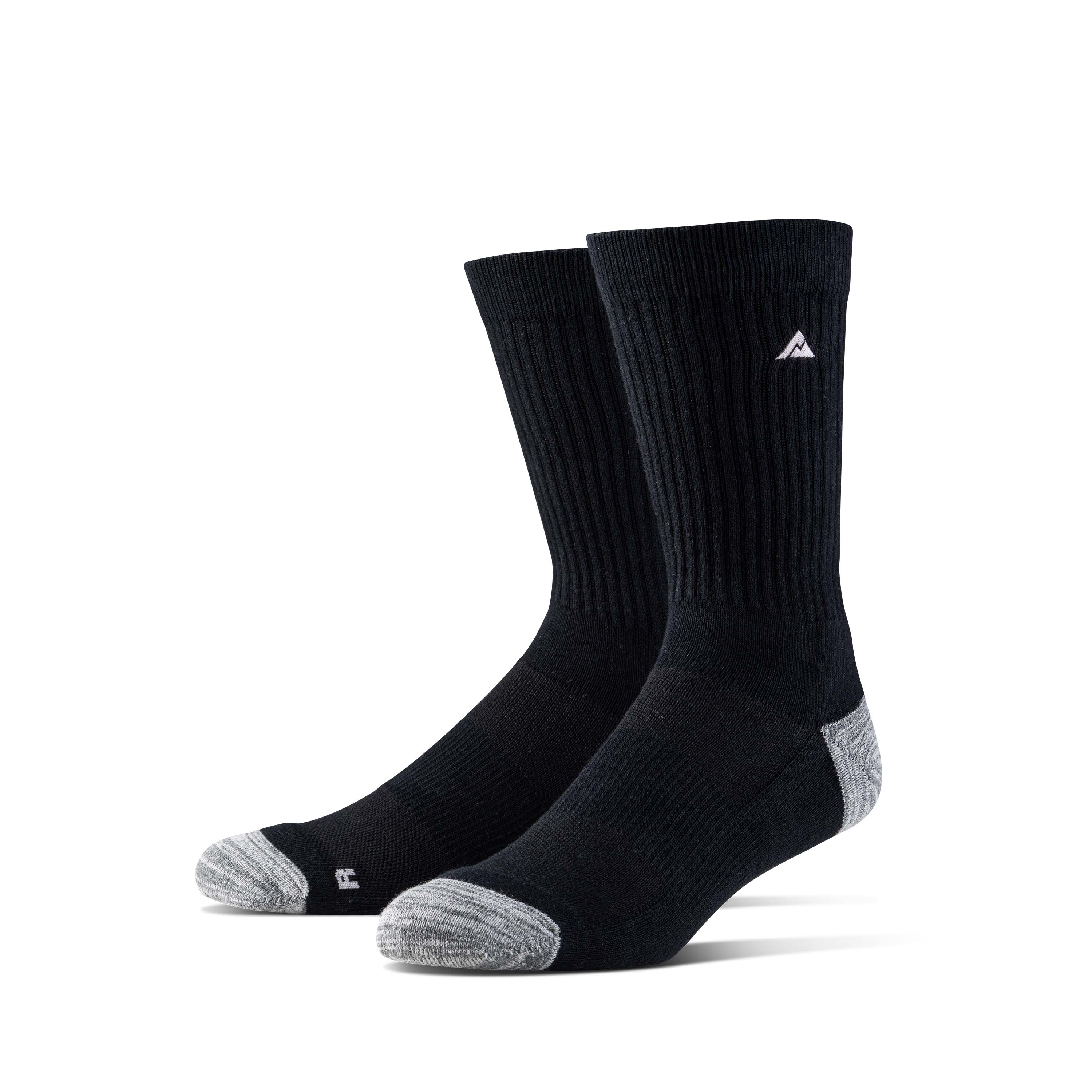 Pair of Ridgemont Staple Socks in Black with Grey Toe and Heel with Grey Logo